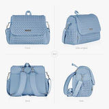 Hannah & Sophia Belle Convertible Baby Diaper Backpack & Bag in Moonmist Blue, Large Size, Dual Sided Water Resistant Changing Mat Included, Detachable Shoulder Straps, Easy To Use