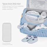 Hannah & Sophia Belle Convertible Baby Diaper Backpack & Bag in Moonmist Blue, Large Size, Dual Sided Water Resistant Changing Mat Included, Detachable Shoulder Straps, Easy To Use