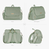Hannah & Sophia Belle Convertible Baby Diaper Backpack & Bag in Sage Green, Large Size, Dual Sided Water Resistant Changing Mat Included, Detachable Shoulder Straps, Easy To Use