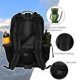 Hannibal Tactical 45L MOLLE Assault Backpack, Tactical Backpack Military Army Camping Rucksack with Bottle Holder, 3 - Day Pack Trip w/USA Flag Patch, D - Rings, Black
