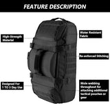 Hannibal Tactical 55L Large Duffle Bag, 3-in-1 Tactical Backpack MOLLE Pack for Sports, Gym, Outdoor, Black