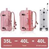Hanples Carry on Travel Backpack for Women, Large 40L Personal Item Luggage Backpack,17inch Laptop Backpack TSA Flight Approved, Travel Essentials Casual Daypack with 2 Toiletry Bags (Pink)
