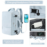 Hanples Large Travel Backpack for Women, 40L Carry on Luggage Backpack, 17 Inch Laptop Backpack with USB Charging Port, Waterproof Casual Bag Gift for Men with 2 Toiletry Bags (Light Blue)