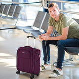 HanTrip 16 Inch Underseat Carry On Luggage with Wheels Softside Small Suitcases Personal Item Bag with Pocket Travel Luggage for Men Women Business Overnight Bag(Purple)