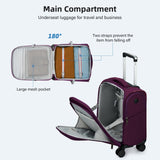HanTrip 16 Inch Underseat Carry On Luggage with Wheels Softside Small Suitcases Personal Item Bag with Pocket Travel Luggage for Men Women Business Overnight Bag(Purple)