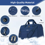 HanTrip Carry on Duffel Bag Foldable Duffle Bags for Travel, Under Seat Personal Item Bags for Airplanes, Weekender Overnight Mens Travel Tote Bag for Women Small Softside Carry on Luggage (Blue)