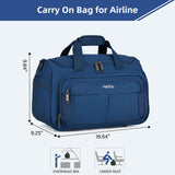 HanTrip Carry on Duffel Bag Foldable Duffle Bags for Travel, Under Seat Personal Item Bags for Airplanes, Weekender Overnight Mens Travel Tote Bag for Women Small Softside Carry on Luggage (Blue)
