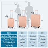 HanTrip Hard Shell Suitcases 20 Inch Carry on Luggage Airline Approved, Expandable Travel Luggage with Cup Holder Charger Built in Lightweight Small Suitcase with Wheels, Pink
