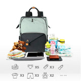Hap Tim Diaper Bag Backpack,Large Capacity Travel Back Pack Maternity Baby Nappy Changing Bags, Double Compartments with Stroller Straps,Waterproof,Grey Black(US7340 - GB)