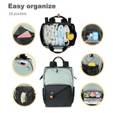 Hap Tim Diaper Bag Backpack,Large Capacity Travel Back Pack Maternity Baby Nappy Changing Bags, Double Compartments with Stroller Straps,Waterproof,Grey Black(US7340 - GB)