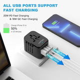 HAPOW Universal Travel Adapter, PD20W International Power Adapter, 2 USB - C & 2 USB - A Fast Charging Travel Charger, All in One Worldwide Travel Plug Adapter, Outlet Adapter for Europe EU UK USA AU