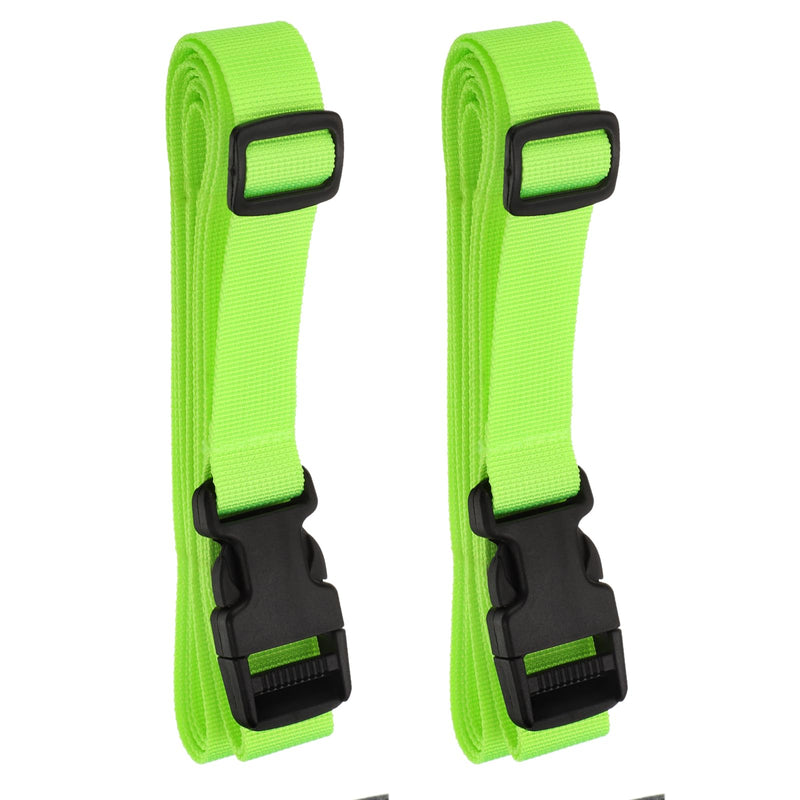 HARFINGTON 2pcs Luggage Straps 1" x 118" Utility Luggage Connector Strap Nylon Adjustable Suitcase Belt with Buckle for Travel Outdoor Bag Luggage Packing Accessories, Fluorescent Green