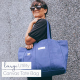 Harp + Ra Extra Large Unscructured Canvas Tote Bag for Women - Open Top, Everyday Carry, Pockets - no zipper - Gift for Women (Sapphire Blue)