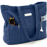 Harp + Ra Extra Large Unscructured Canvas Tote Bag for Women - Open Top, Everyday Carry, Pockets - no zipper - Gift for Women (Sapphire Blue)
