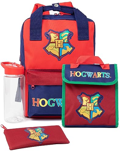Harry Potter 4 Piece Backpack Set | Kids Hogwarts Rucksack Bundle with School Bag, Pencil Case, Lunch Bag & Water Bottle | Backpacks4Less