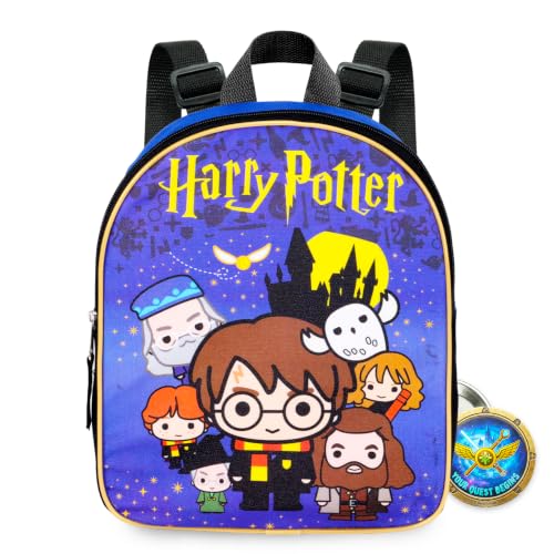 Harry Potter Mini Backpack for Kids Toddlers - 11" Iconic Woven Small Backpack Bundle w Button | Preschool Daycare Kindergarten | Fits | Backpacks4Less