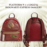 Harry Potter Mini Backpack, Platform 9-3/4 Hogwarts Express Small Travel Bag for Men and Women, Adjustable Straps, Burgundy, 9 Inch