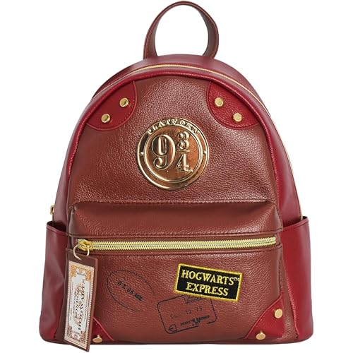 Harry Potter Mini Backpack, Platform 9-3/4 Hogwarts Express Small Travel Bag for Men and Women, Adjustable Straps, Burgundy, 9 Inch | Backpacks4Less