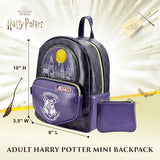 Harry Potter Mini Backpack with Coin Purse, Hogwarts Artifacts Design Small Travel Bag for Men and Women, Multi, 10 Inch