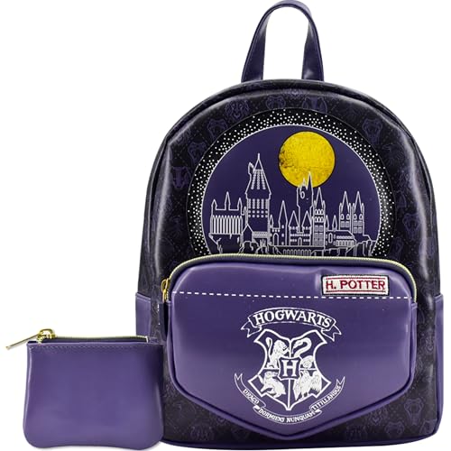 Harry Potter Mini Backpack with Coin Purse, Hogwarts Artifacts Design Small Travel Bag for Men and Women, Multi, 10 Inch | Backpacks4Less