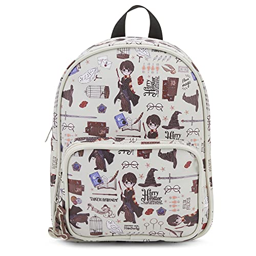 Harry Potter Wizarding World Magic Mini Purse Backpack with Hogwarts Allover Icon Print, 10.5 Inches, Adjustable Straps, Faux Leather | Backpacks4Less