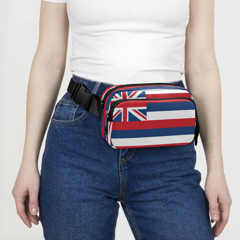 Hawaii State Flag Hawaiian Hi Fashion Fanny Pack Waist Bag for Women Men Water Resistant Sling Bag Travel Accessory with Adjustable Strap for Travel Gym Work