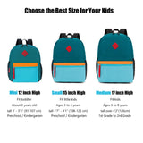 HawLander Little Kids Backpack for Boys or Girls, Toddler School Bag Fits 3 to 6 years old, D Green Blue, 15 Inch