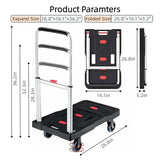 HBFBDRCT Folding Hand Truck, 330 Lbs Heavy Duty Luggage Cart, Portable Push cart Dolly with Adjustable Handle for Auto, Luggage, Personal, Travel, Moving Shopping and Office Use