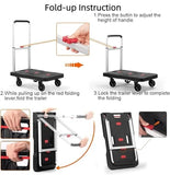 HBFBDRCT Folding Hand Truck, 330 Lbs Heavy Duty Luggage Cart, Portable Push cart Dolly with Adjustable Handle for Auto, Luggage, Personal, Travel, Moving Shopping and Office Use