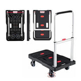 HBFBDRCT Folding Hand Truck, 330 Lbs Heavy Duty Luggage Cart, Portable Push cart Dolly with Adjustable Handle for Auto, Luggage, Personal, Travel, Moving Shopping and Office Use