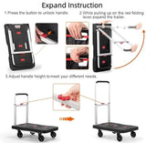 HBFBDRCT Folding Hand Truck, 330 Lbs Heavy Duty Luggage Cart, Portable Push cart Dolly with Adjustable Handle for Auto, Luggage, Personal, Travel, Moving Shopping and Office Use