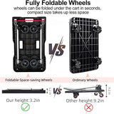 HBFBDRCT Folding Hand Truck, 330 Lbs Heavy Duty Luggage Cart, Portable Push cart Dolly with Adjustable Handle for Auto, Luggage, Personal, Travel, Moving Shopping and Office Use