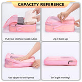 HDKJDPG 4 Set Ultralight Compression Packing Cubes Travel for Suitcases ，Compressible Mesh Packing Cubes for Travel Women Packing Organizers (Pink)