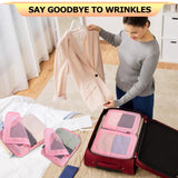 HDKJDPG 4 Set Ultralight Compression Packing Cubes Travel for Suitcases ，Compressible Mesh Packing Cubes for Travel Women Packing Organizers (Pink)