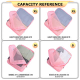 HDKJDPG 4 Set Ultralight Compression Packing Cubes Travel for Suitcases ，Compressible Mesh Packing Cubes for Travel Women Packing Organizers (Pink)