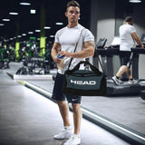 HEAD 45L Gym Duffel Bag with Shoe Compartment & Wet Pocket, Waterproof Large Capacity Sports Bag for Men, Durable Crossbody Weekender for Workout, Fitness, Swimming, Travel