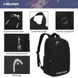 HEAD Waterproof Travel Backpack for Women & Men, Lightweight Laptop Backpack Computer Bags Fits 15.6 inch Notebook, Casual Daypack College Backpacks for Weekender Overnight/Sports Gym/Work/Fitness