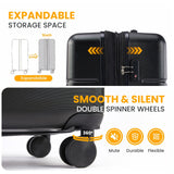 HealSmart Hardside Carry - On Luggage, Expandable Portable Hardshell Luggage with Spinner Wheels, Lightweight Suitcase TSA Lock, 20 Inch, Black