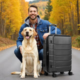 HealSmart Hardside Carry - On Luggage, Expandable Portable Hardshell Luggage with Spinner Wheels, Lightweight Suitcase TSA Lock, 20 Inch, Black