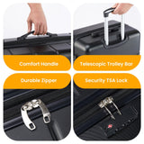 HealSmart Hardside Carry - On Luggage, Expandable Portable Hardshell Luggage with Spinner Wheels, Lightweight Suitcase TSA Lock, 20 Inch, Black