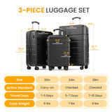 HealSmart Hardside Carry - On Luggage, Expandable Portable Hardshell Luggage with Spinner Wheels, Lightweight Suitcase TSA Lock, 20 Inch, Black