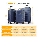 HealSmart Hardside Carry - On Luggage, Expandable Portable Hardshell Luggage with Spinner Wheels, Lightweight Suitcase TSA Lock, 28 Inch, Blue