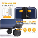 HealSmart Hardside Carry - On Luggage, Expandable Portable Hardshell Luggage with Spinner Wheels, Lightweight Suitcase TSA Lock, 28 Inch, Blue