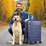 HealSmart Hardside Carry - On Luggage, Expandable Portable Hardshell Luggage with Spinner Wheels, Lightweight Suitcase TSA Lock, 28 Inch, Blue