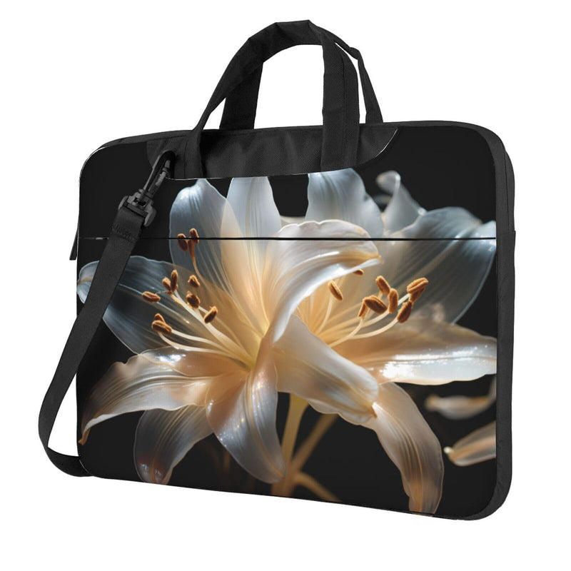Heavy Lilies in Bloom Patterned 15.6 inch laptop crossbody bag and briefcase, easy to carry for business trips and work