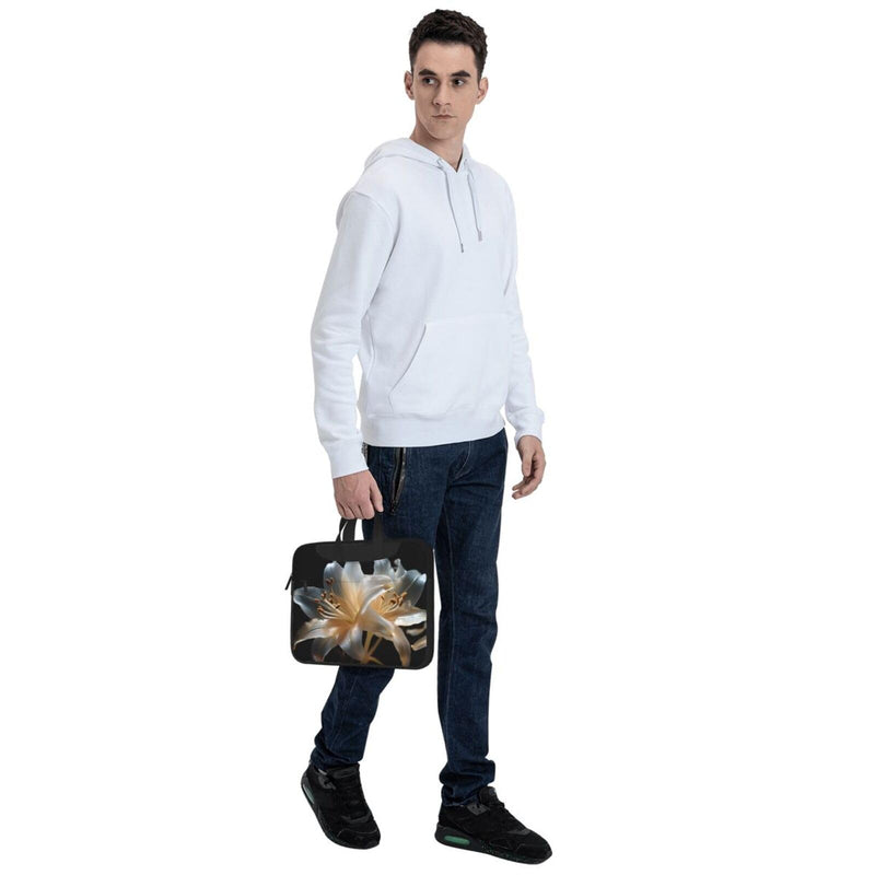 Heavy Lilies in Bloom Patterned 15.6 inch laptop crossbody bag and briefcase, easy to carry for business trips and work