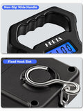 HEETA Fish Scale, 110lb/50kg Digital Portable Hanging Fishing Weight Scale with Backlit LCD Display, Luggage Scale with Non - Slip Large ABS Handle & 2 AAA Batteries, Fishing Gifts Gear for Men, Black