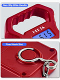 HEETA Fish Scale, 110lb/50kg Digital Portable Hanging Fishing Weight Scale with Backlit LCD Display, Luggage Scale with Non - Slip Large ABS Handle & 2 AAA Batteries, Fishing Gifts Gear for Men, Red
