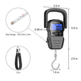HEETA Fish Scale with Backlit LCD Display, Up to 110lb/50kg Digital Portable Hanging Fish Weight Scale with Hook & Measuring Tape for Home Farm Outdoor Hunting Fishing, 2 AAA Batteries Included, Black