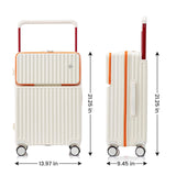 HEJIHUI 20 Inch Carry On Luggage with Spinner Wheels,PC Hard Shell Suitcase with USB Port,Lightweight Travel Luggage Airline Approved for Men Women, White